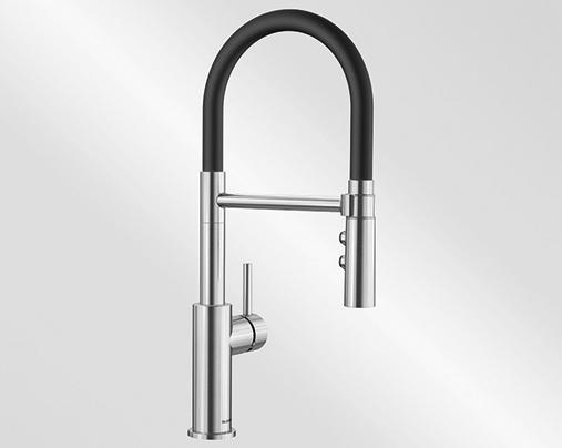 Blanco CATRIS-S Flexo PVD steel chrom s černou sprchovou hadicí HD