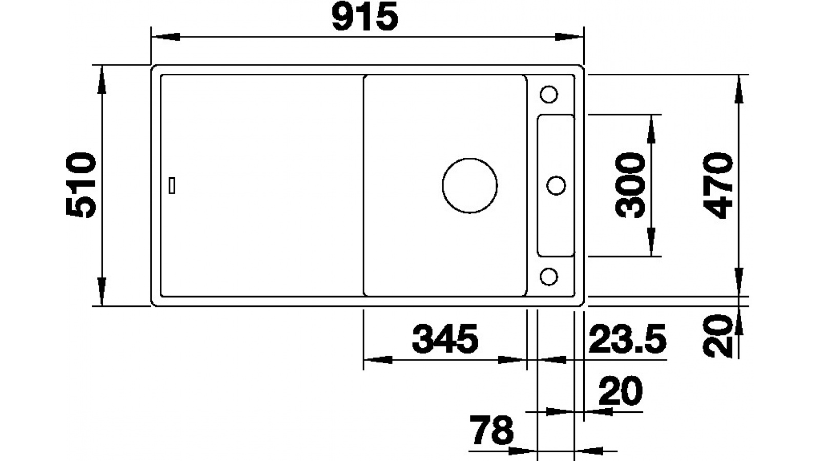 Blanco AXIA III 5 S InFino silgranit aluminium dřez vpravo s excentrem přísluš. sklo č.3