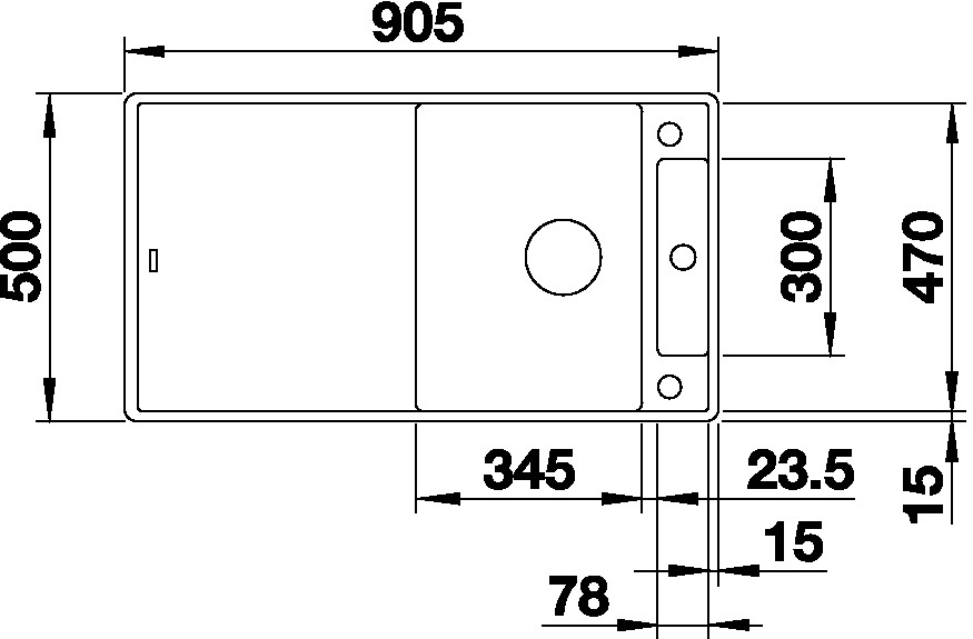 Blanco AXIA III 5 S-F InFino silgranit aluminium dřez vpravo s excentrem přísluš. dřevo č.3
