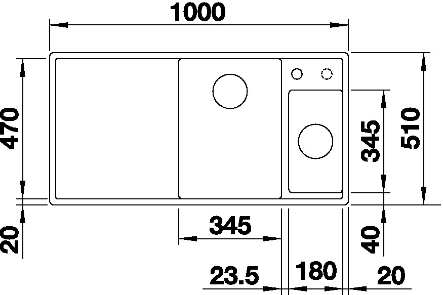 Blanco AXIA III 6 S InFino Silgranit antracit dřev.kráj.deska dřez vpravo s exc. č.2