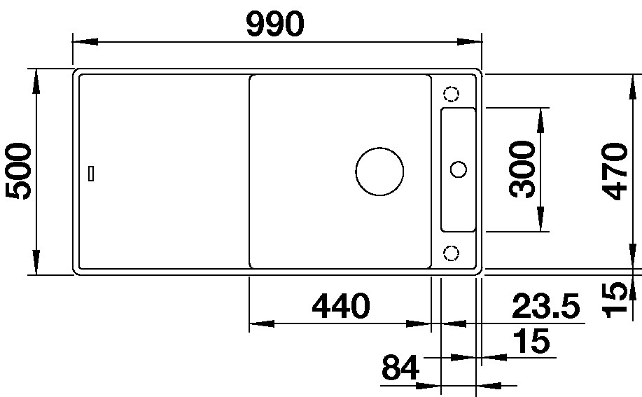 Blanco AXIA III XL 6 S-F InFino Silgranit aluminium skleněná kráj.deska oboustr.provedení č.2