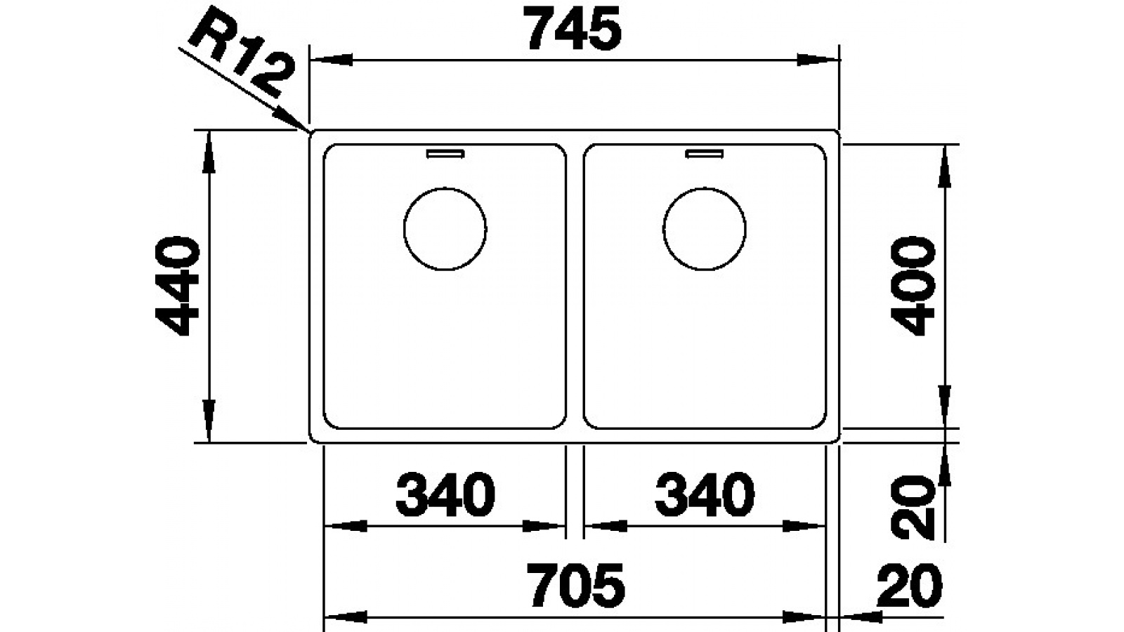 Blanco ANDANO 340/340 IF InFino Nerez hedvábný lesk bez táhla č.2