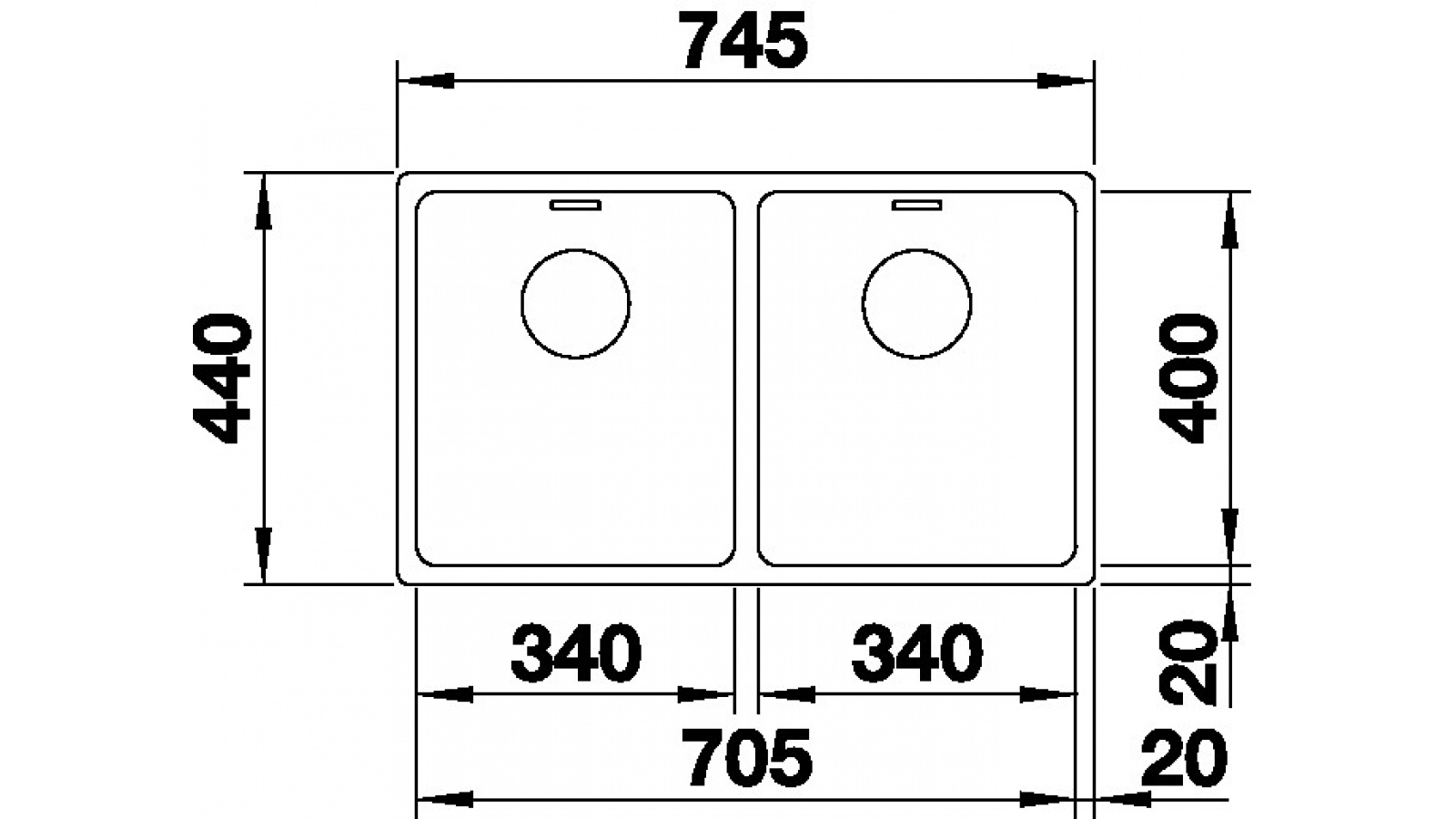 Blanco ANDANO 340/340-U InFino nerez hedvábný lesk bez táhla č.2