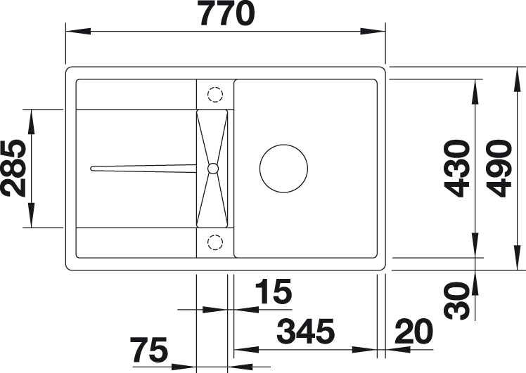 Blanco METRA 45 S F Silgranit antracit oboustranné provedení s excentrem č.2